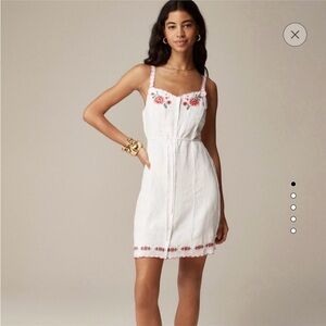 J. Crew White Embroidered mini dress in linen